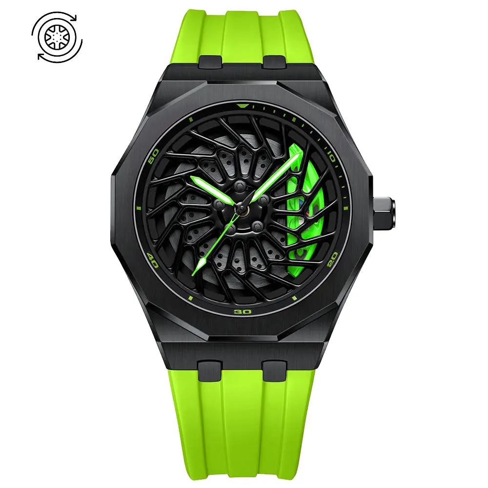 Bayer i8 Gyro Polygon Green Caliber/Green Rubber Strap EmpireLuxe