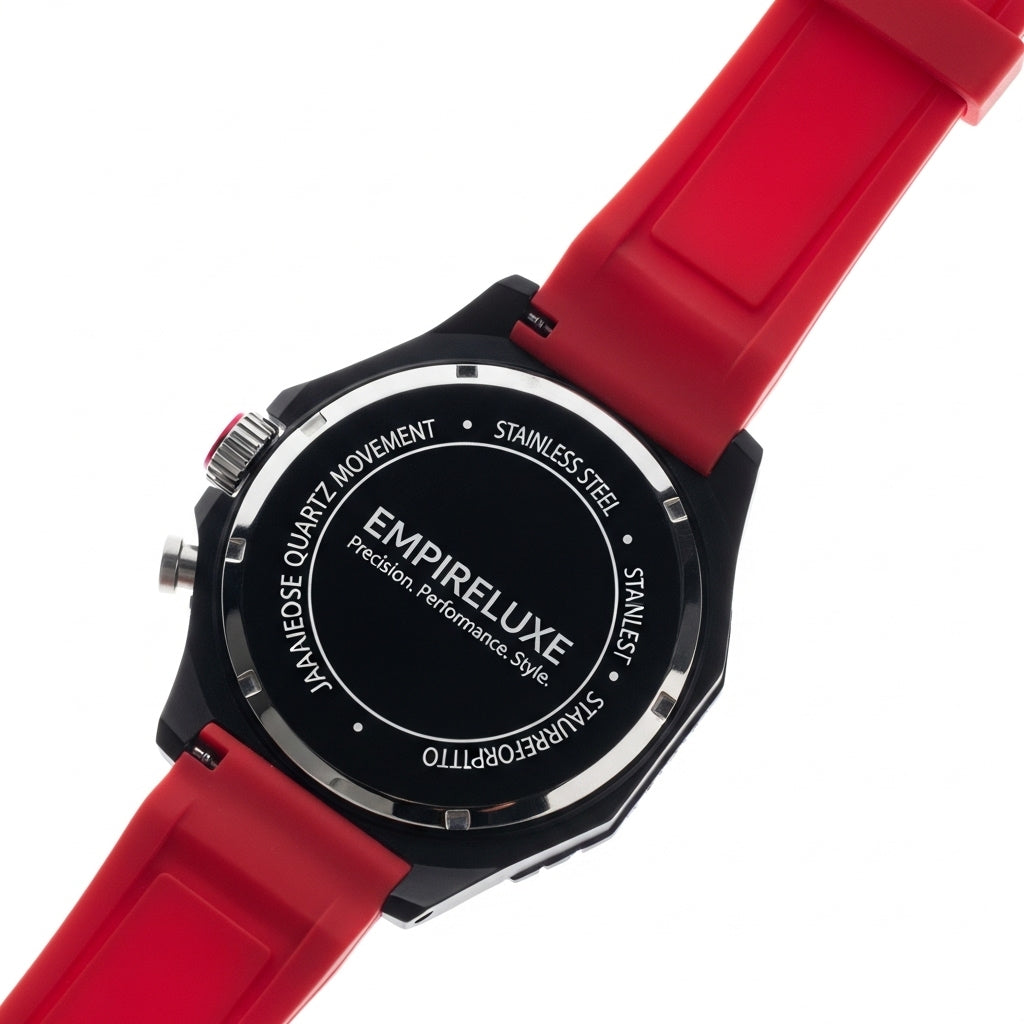 RS-7 Gyro Black Polygon Case Red Caliber/Red Rubber Strap