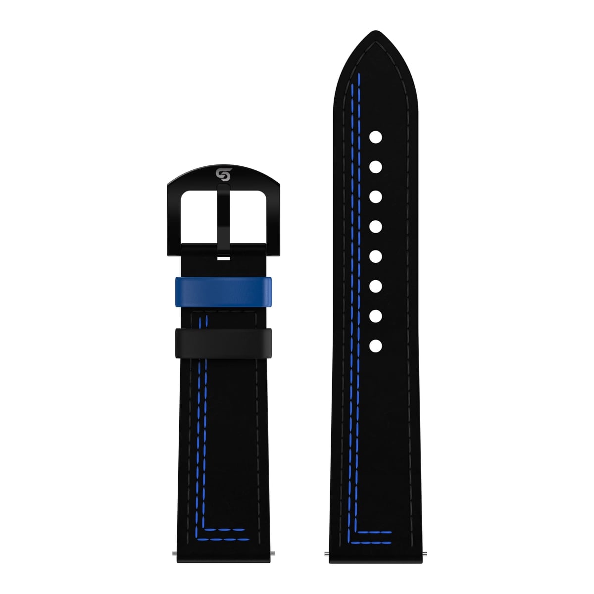 Black & Blue Leather Strap (Adjustable)