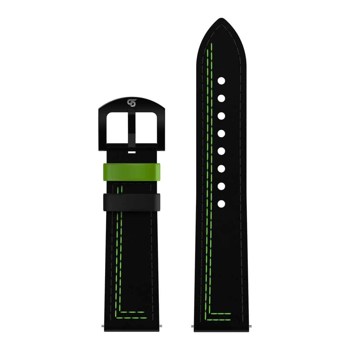 Black & Green Leather Strap(Adjustable)
