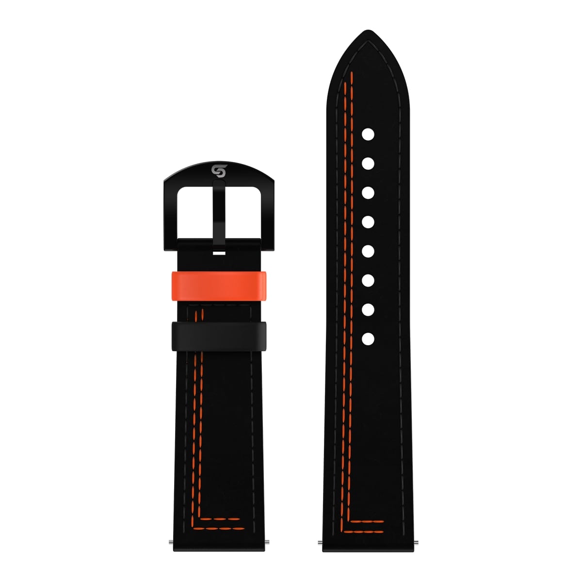 Black & Orange Leather Strap (Adjustable)