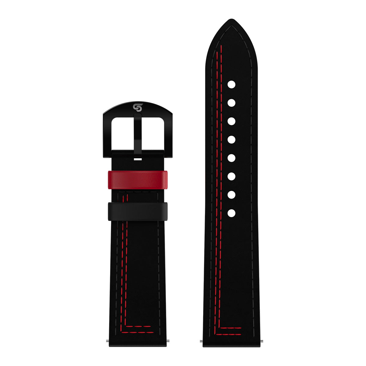 Black & Red Leather Strap (Adjustable)