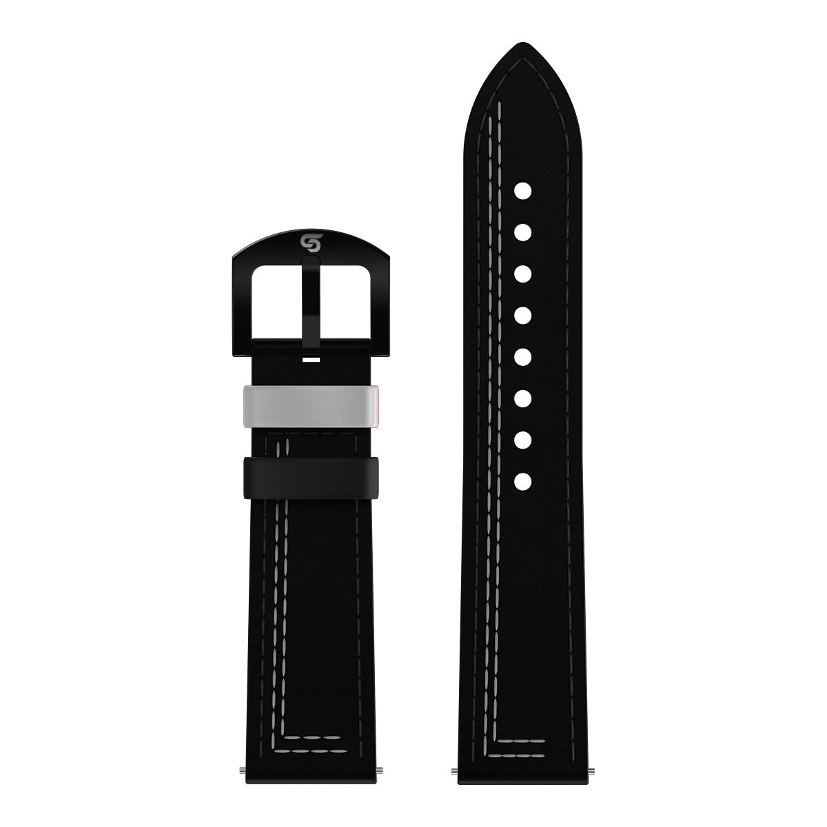 Black & White Leather Strap (Adjustable)
