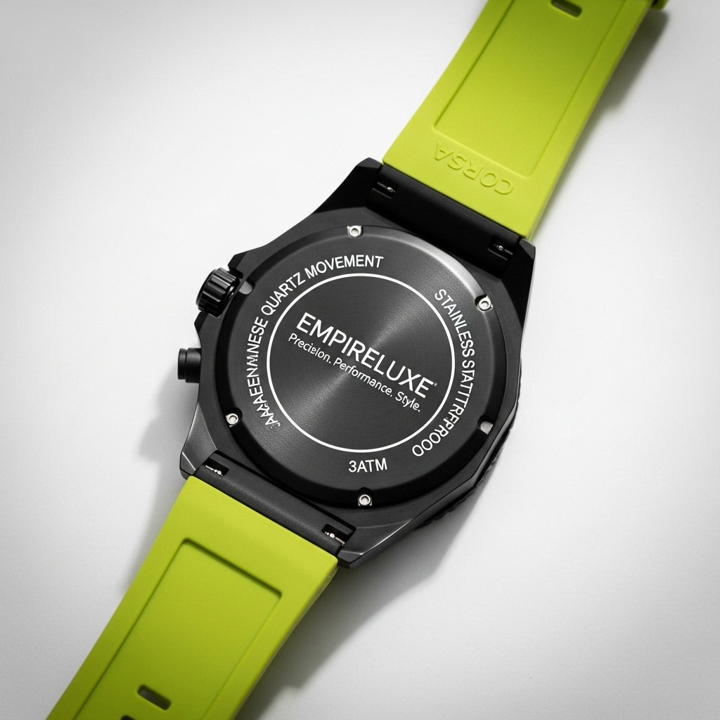 RS-7 Gyro Black Polygon Case Green Caliber/Green Rubber Strap EmpireLuxe